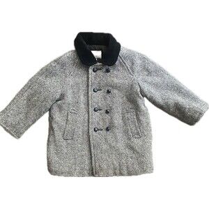 Carter’s Vintage Velvet Collar Black White Peacoat Size 3 girls winter coat